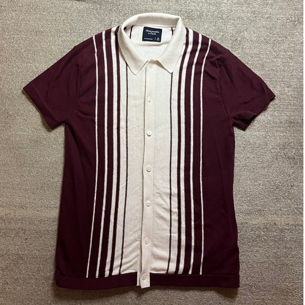 Abercrombie & Fitch Mens XS Button Up Sweater Polo Shirt Buddy Holly 50s Style